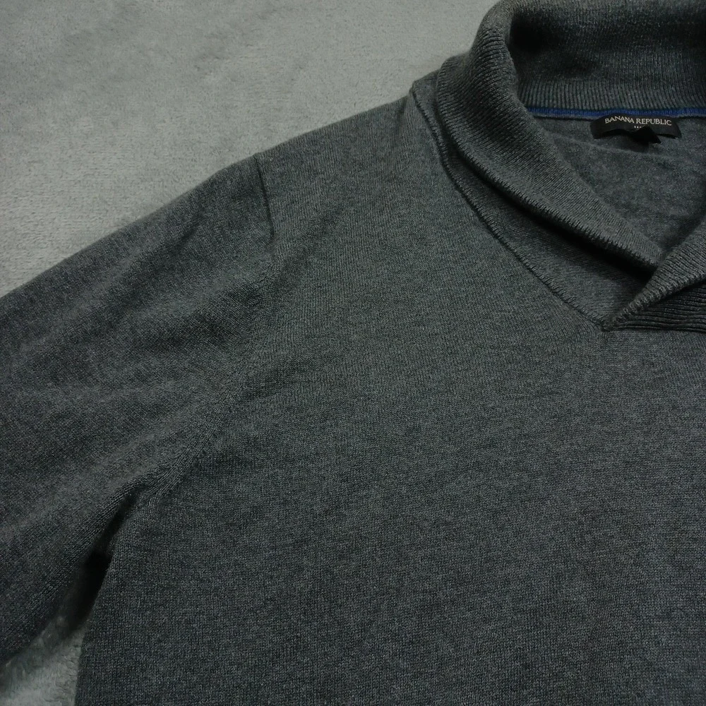 Banana Republic Sweater Mens XL Gray Cowl Neck Preppy‎ Pullover Knit